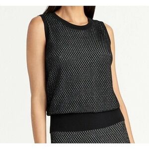 Rachel Roy Sweater Sleeveless Vest Black and White Blouse Size Medium